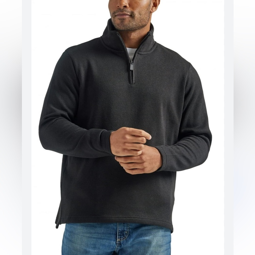 NWT Wrangler Authentics Men’s Long Sleeve Fleece Quarter-Zip Caviar